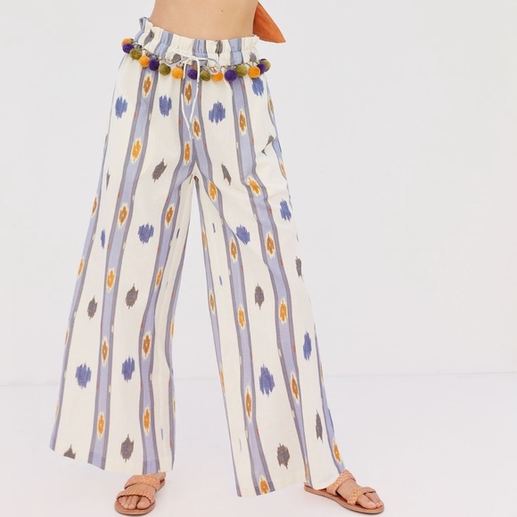 Anthropologie Pants - Anthropologie Ollari Wide Leg Pom Pom Pants